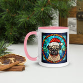 11oz Stained Glass Christmas Pug Mug 1 - Santa Paws