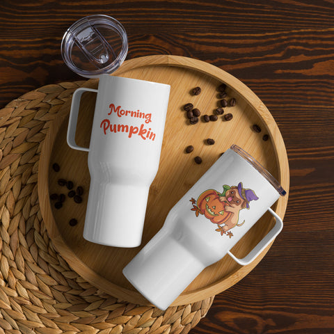 Morning Pumpkin Halloween Pug Travel Mug