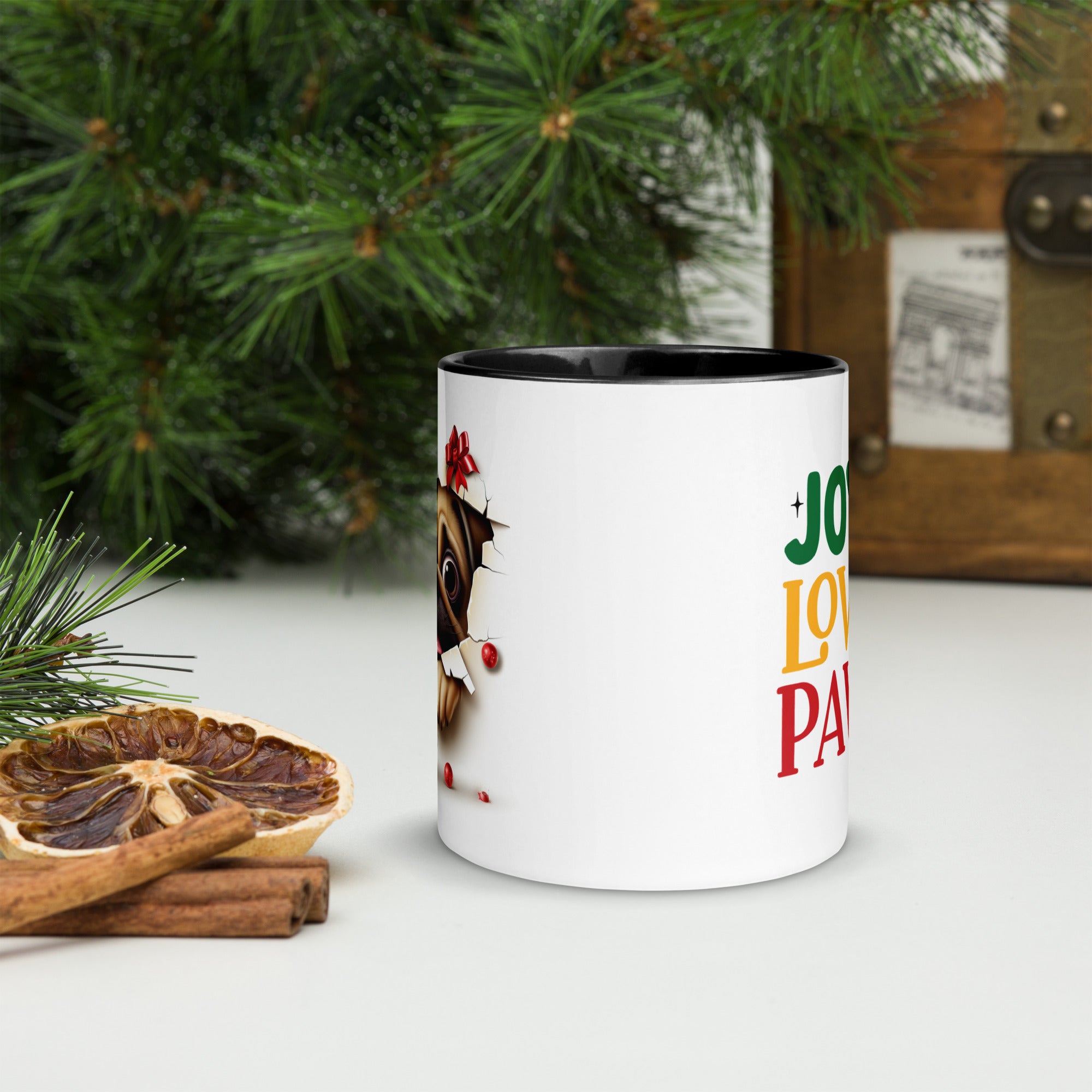 11oz Christmas Pug In Wall - Joy Love Paws