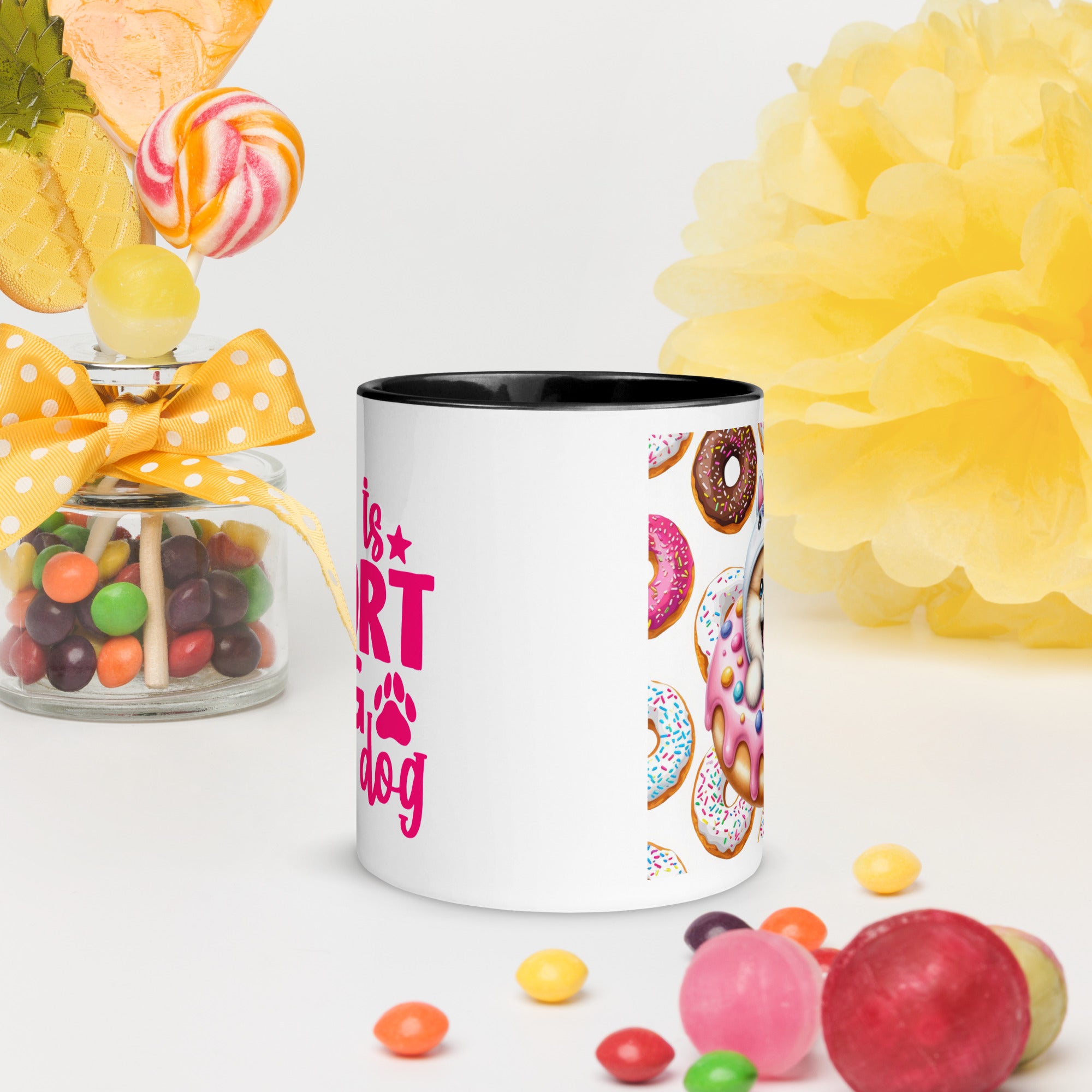 11oz Pomeranian Loves Donuts Mug - Life Is Short