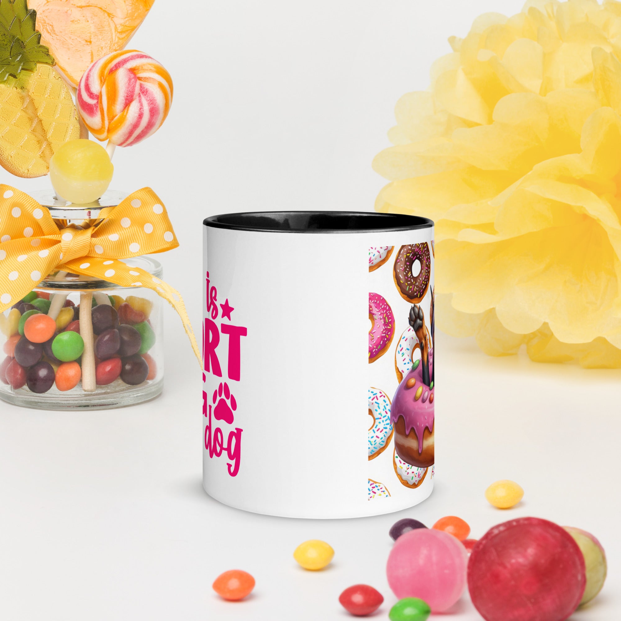 11oz Doberman Loves Donuts Mug - Life Is Short