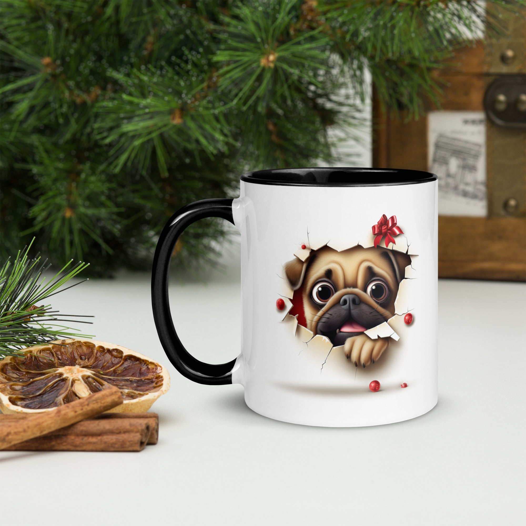 11oz Christmas Pug In Wall - Joy Love Paws