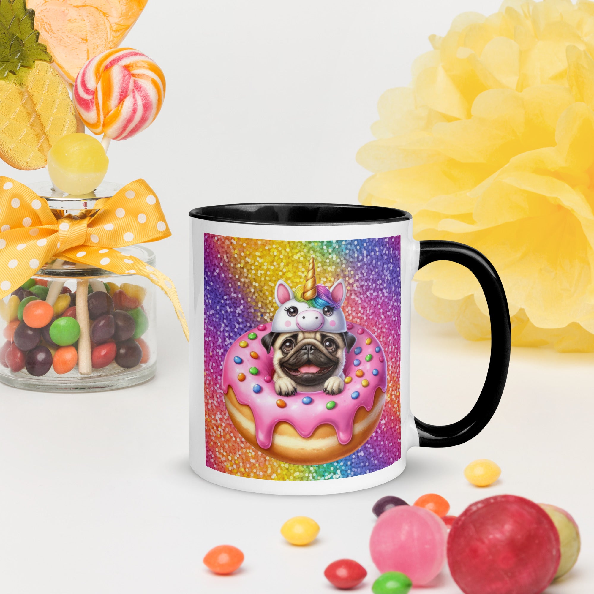 11oz Rainbow Unicorn Pug - Pug Mug