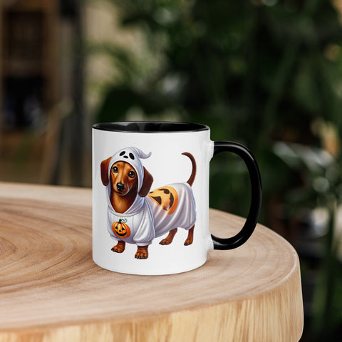 11oz Happy Halloween Ghost Dachshund Mug #1
