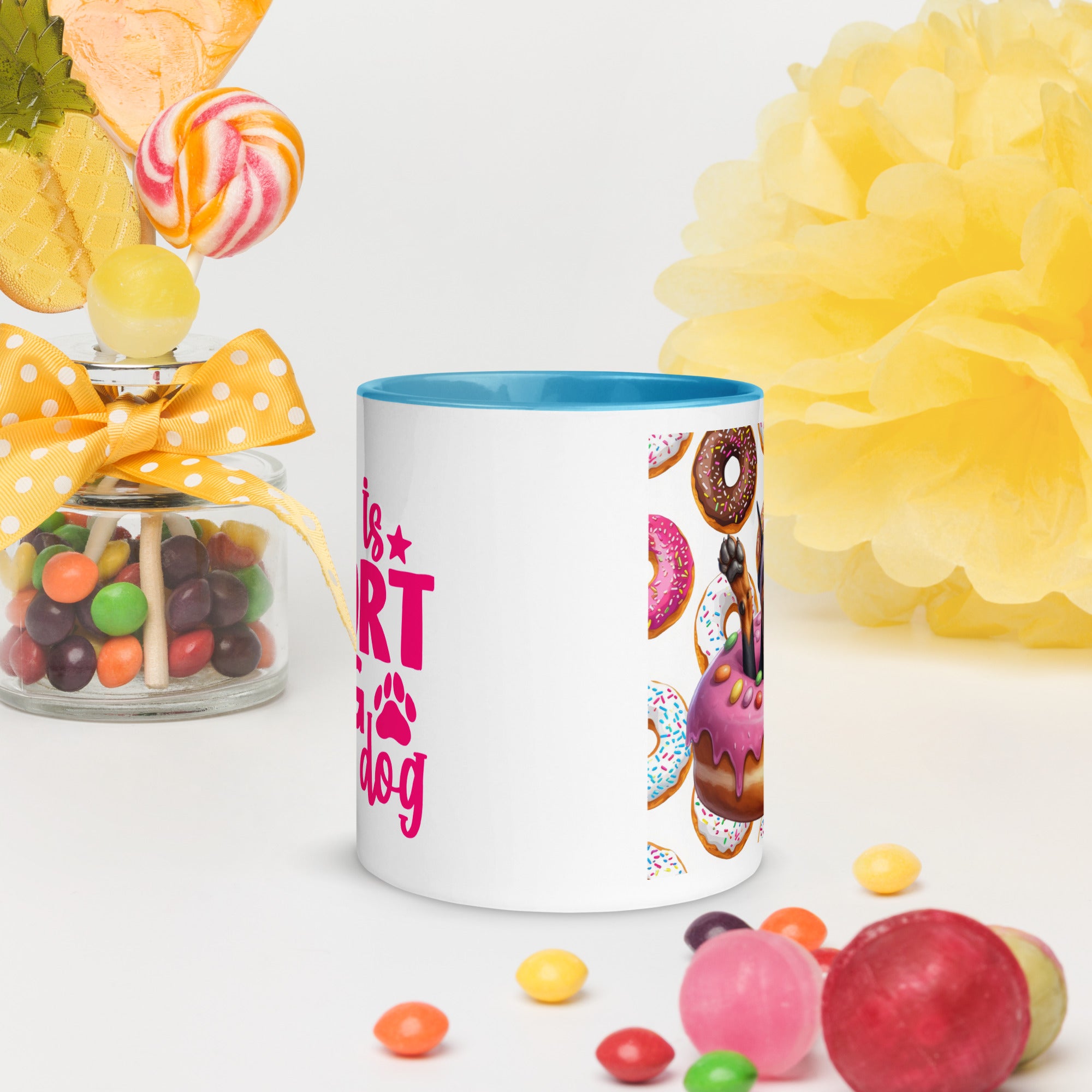 11oz Doberman Loves Donuts Mug - Life Is Short