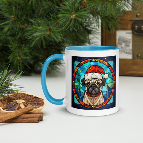 11oz Stained Glass Christmas Pug Mug 1 - Santa Paws