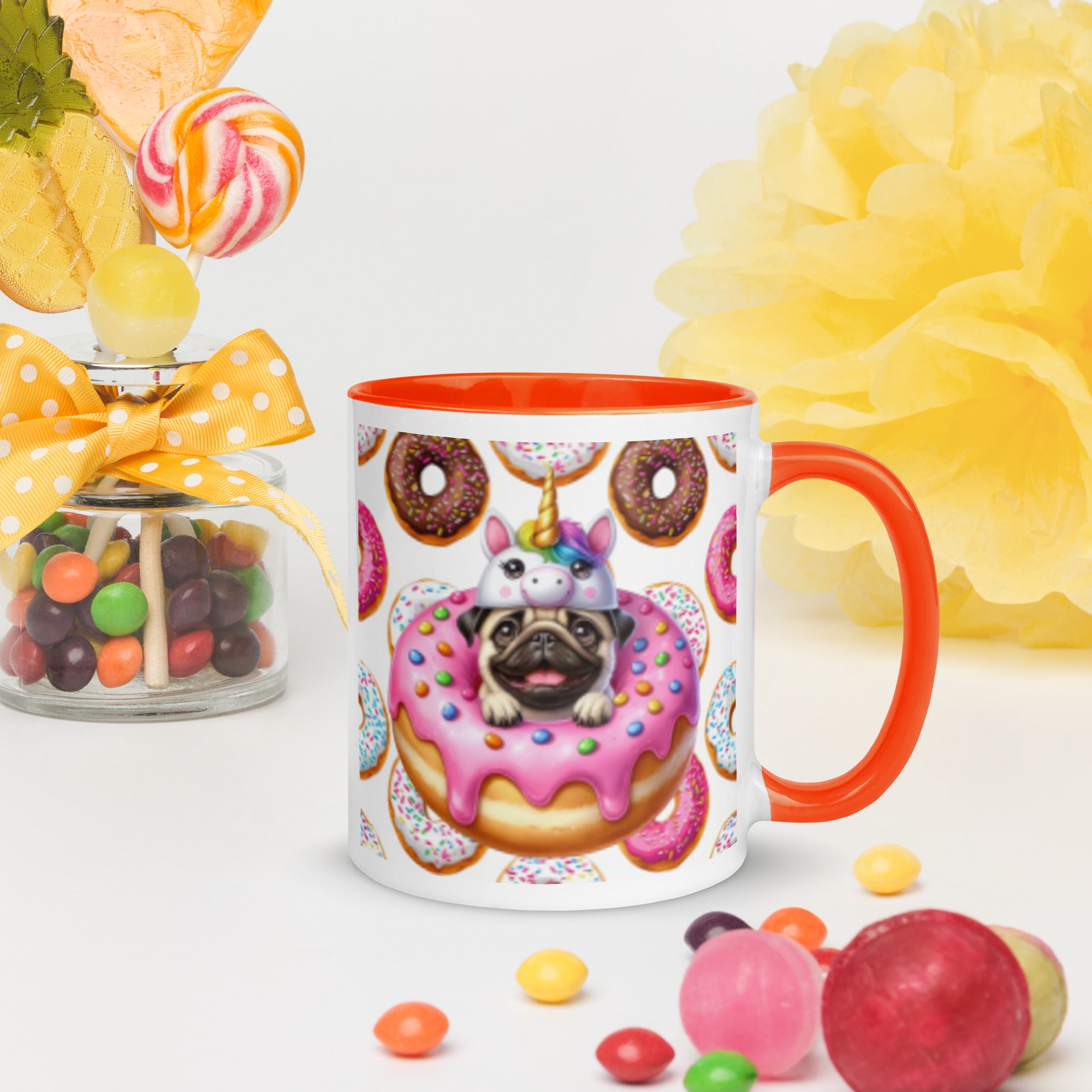 11oz Pug Loves Donuts Mug - Life Is Short
