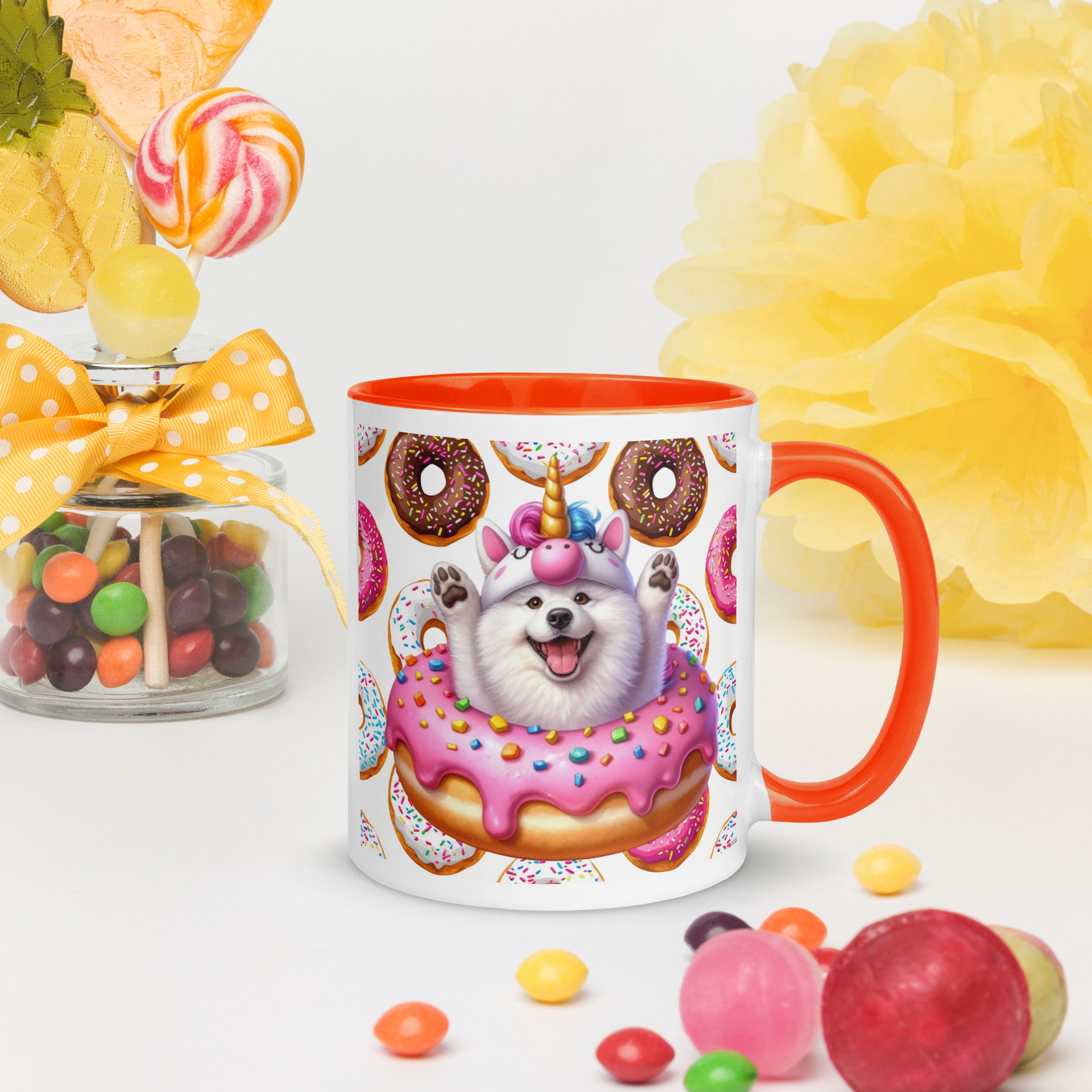 11oz Samoyed Loves Donuts Mug - Life Is Short