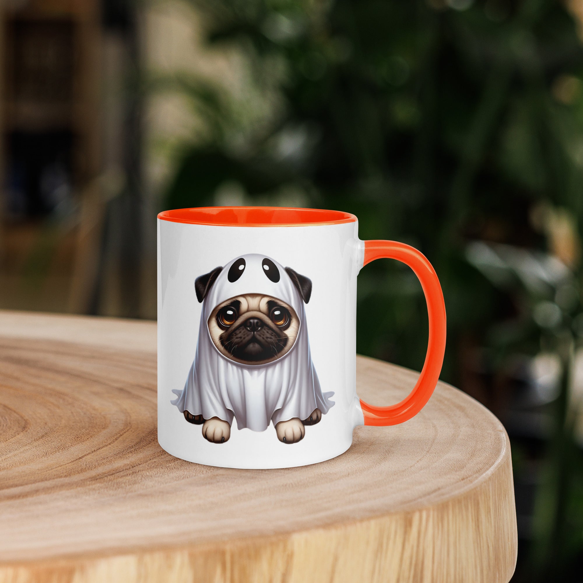 11oz Happy Halloween Ghost Pug Mug #1