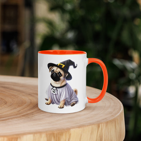 11oz Happy Halloween Witch Pug Mug #1