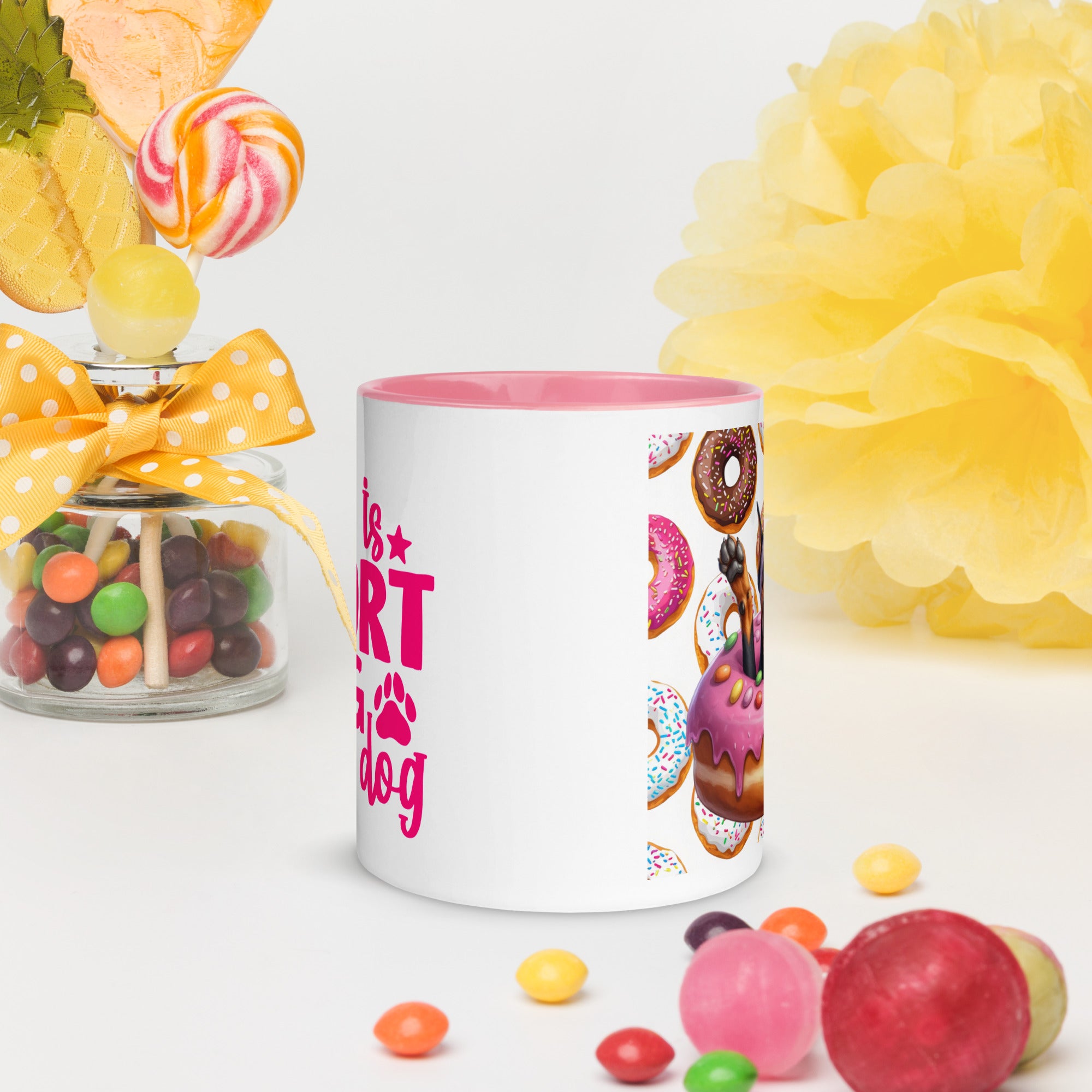 11oz Doberman Loves Donuts Mug - Life Is Short