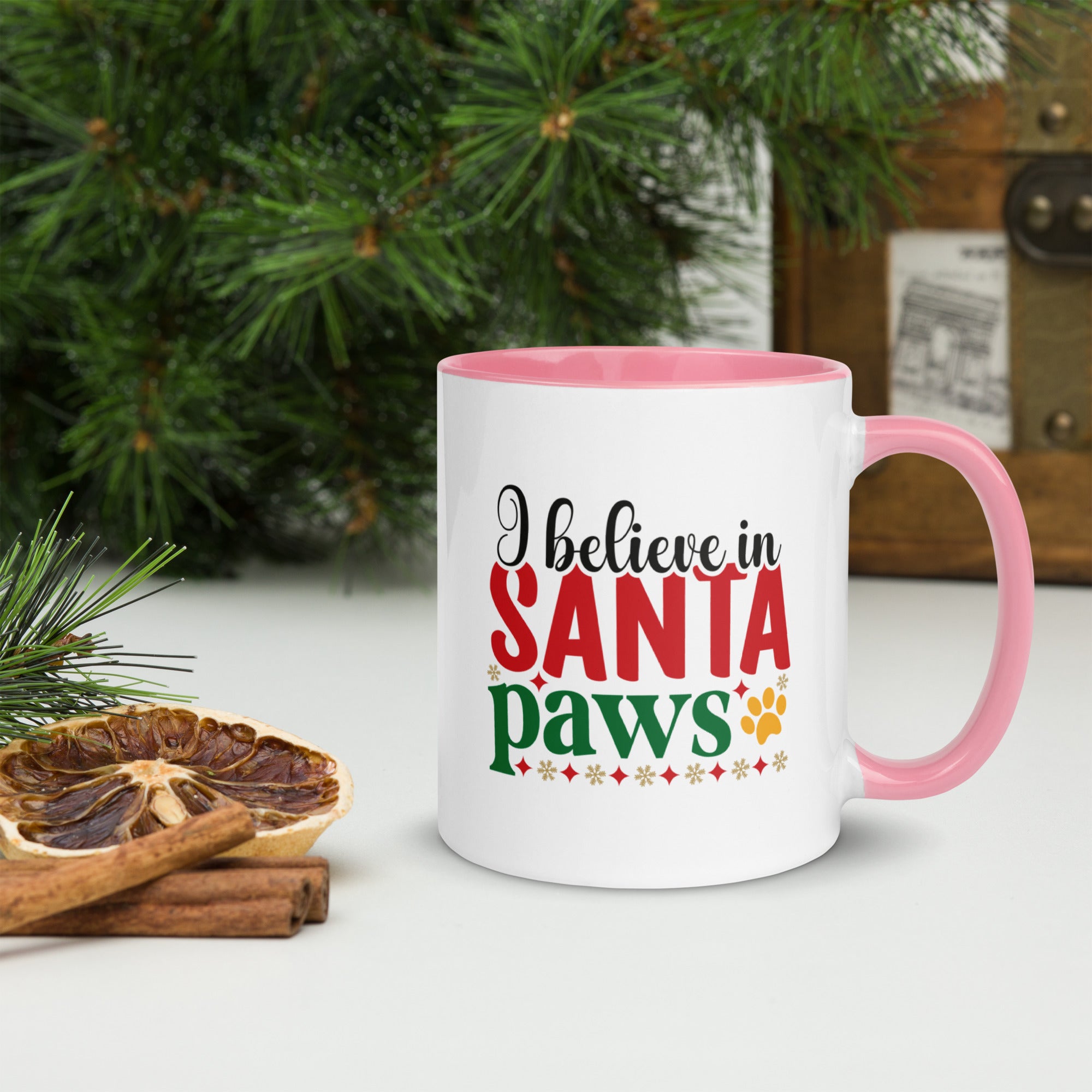 11oz Stained Glass Christmas Pug Mug 1 - Santa Paws