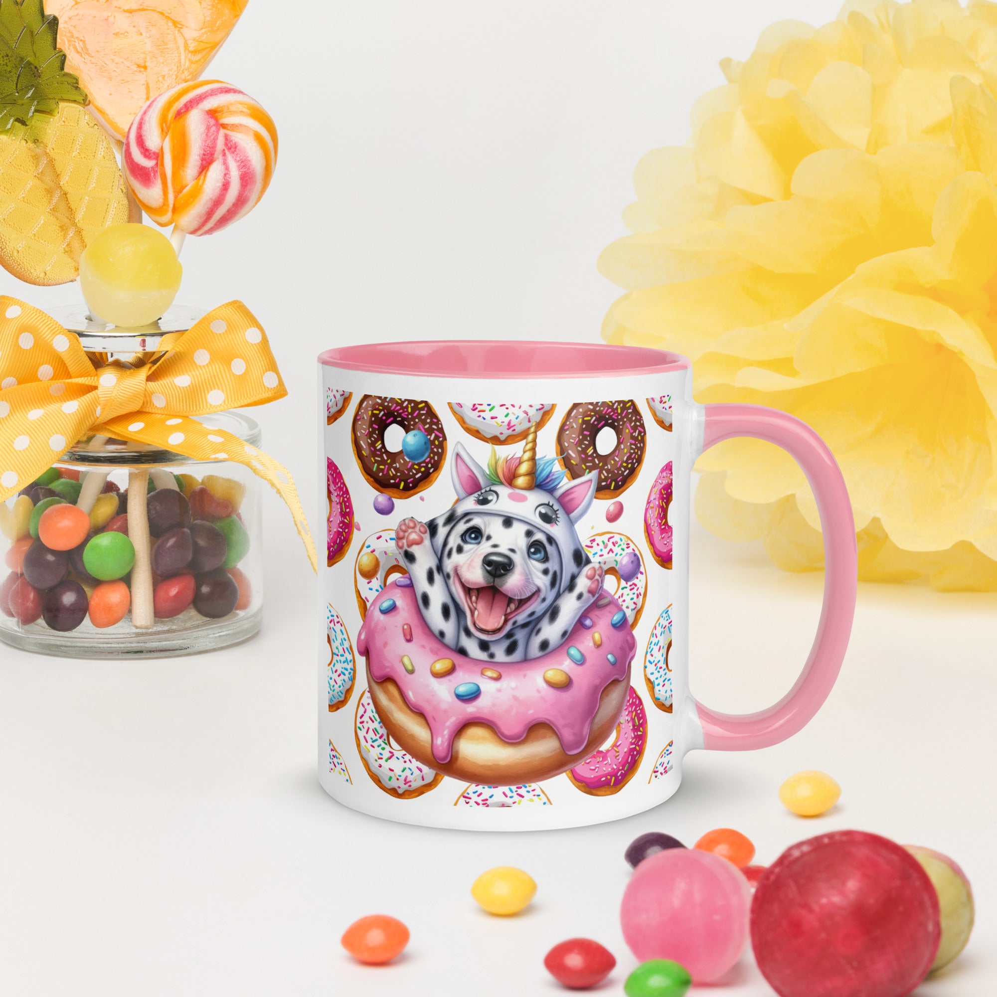 11oz Dalmatian Loves Donuts Mug - Life Is Short