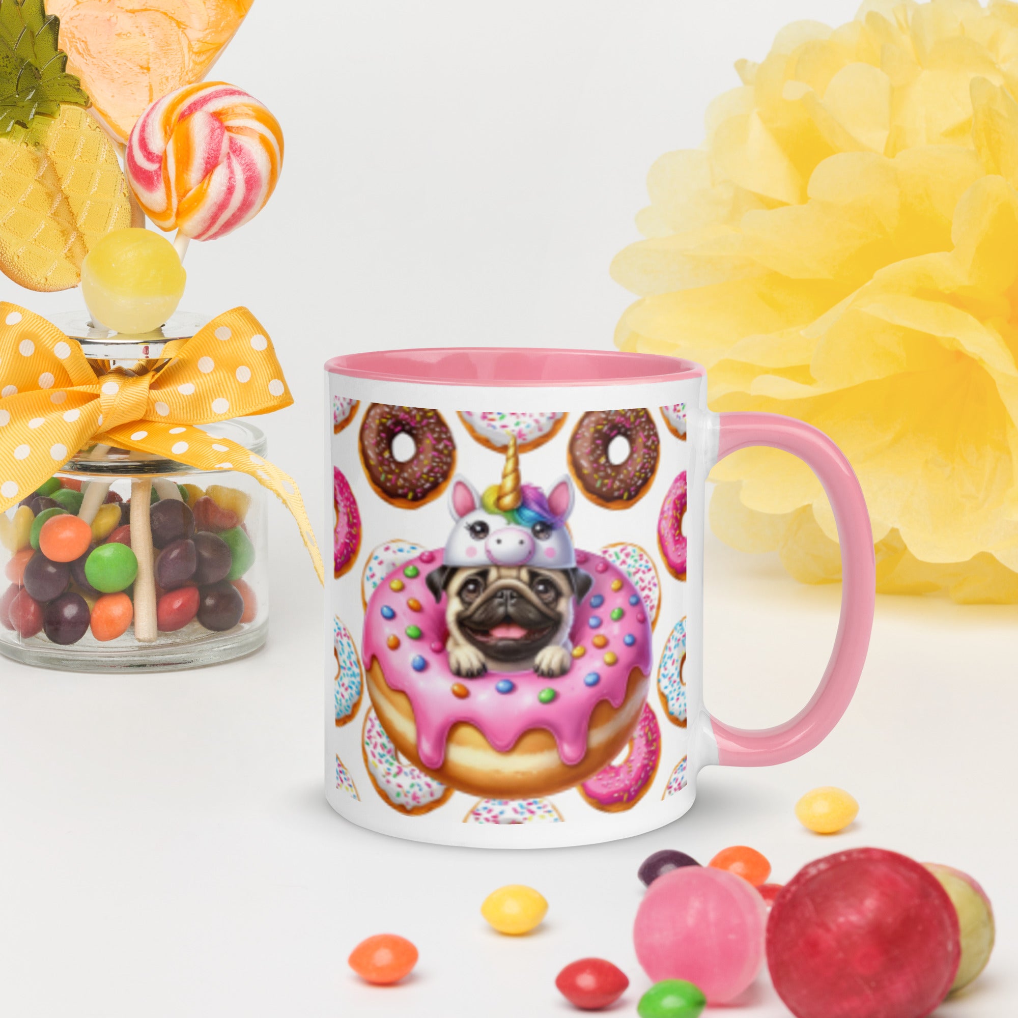 11oz Pug Loves Donuts Mug - Life Is Short