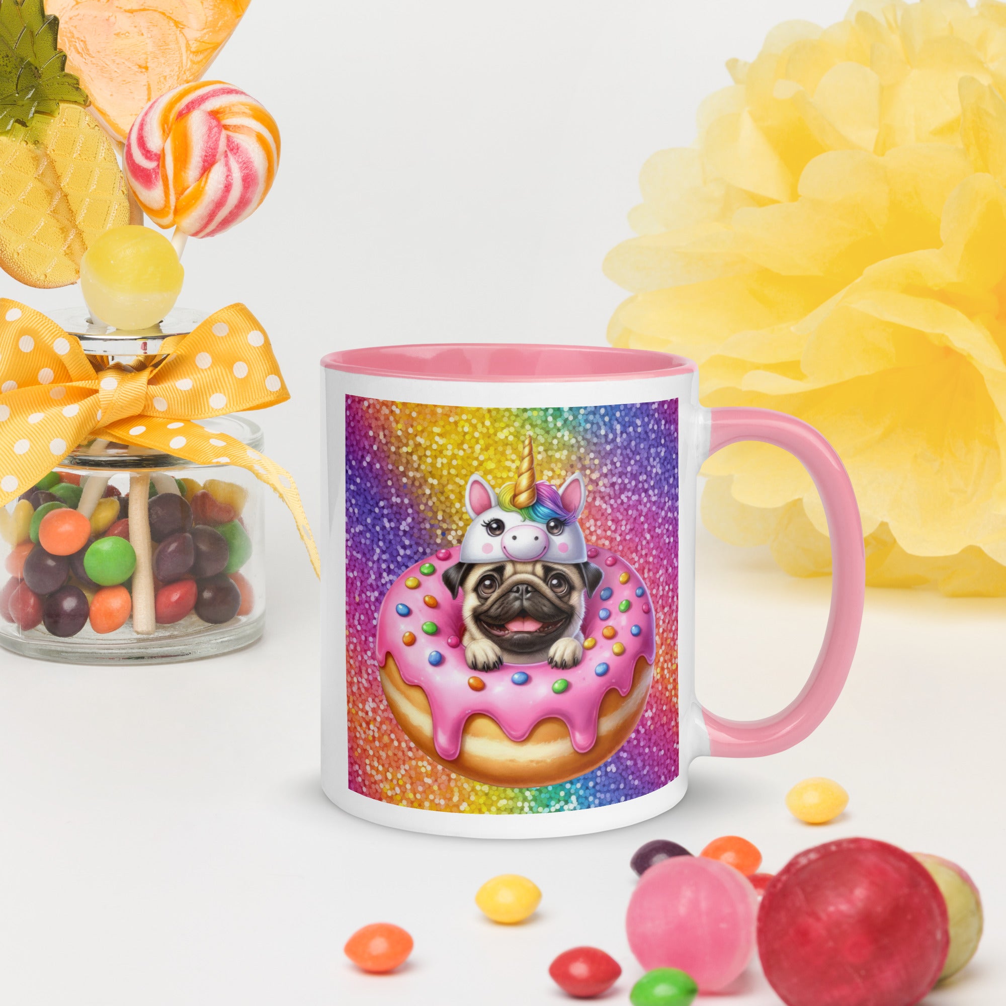 11oz Rainbow Unicorn Pug - Pug Mug