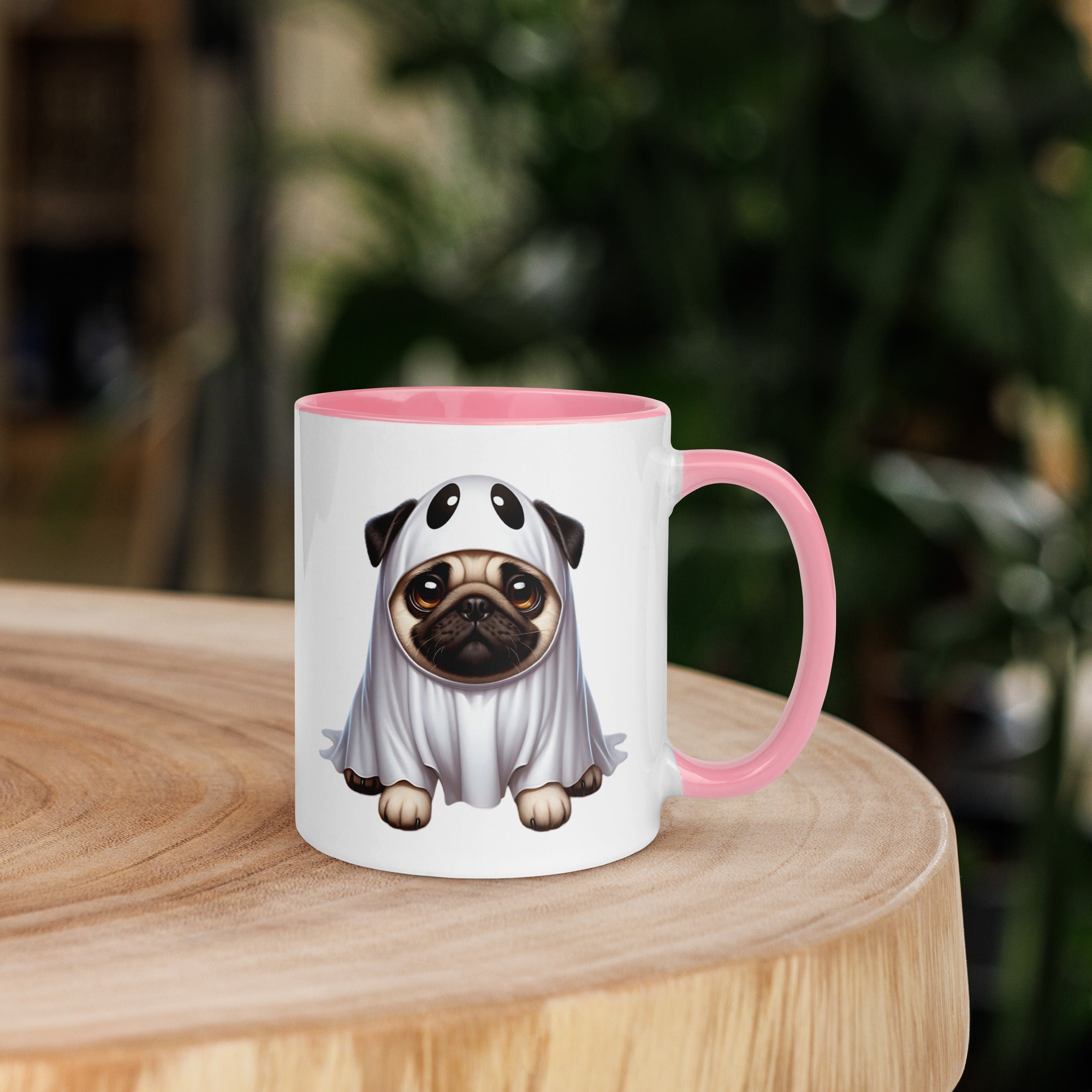 11oz Happy Halloween Ghost Pug Mug #1
