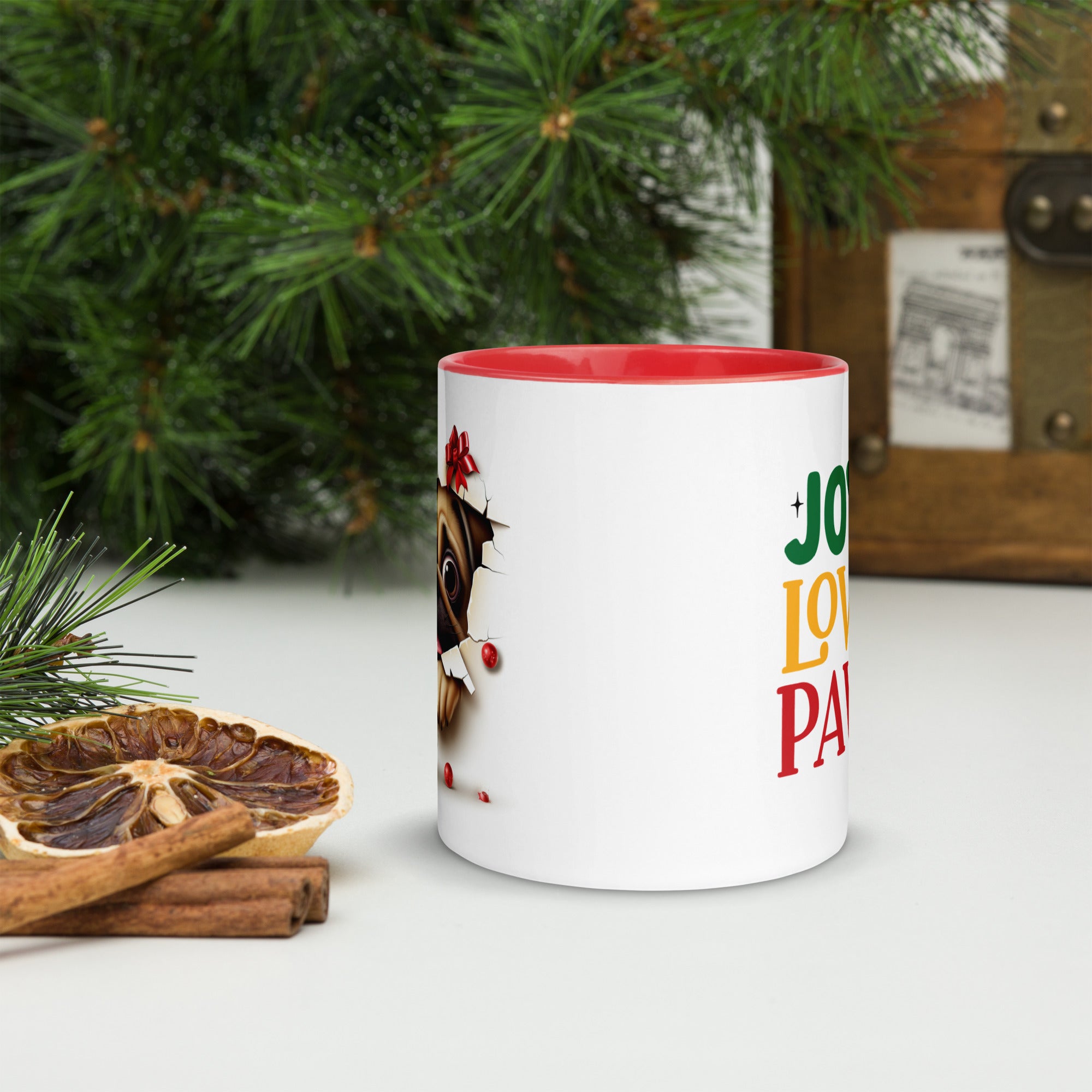 11oz Christmas Pug In Wall - Joy Love Paws