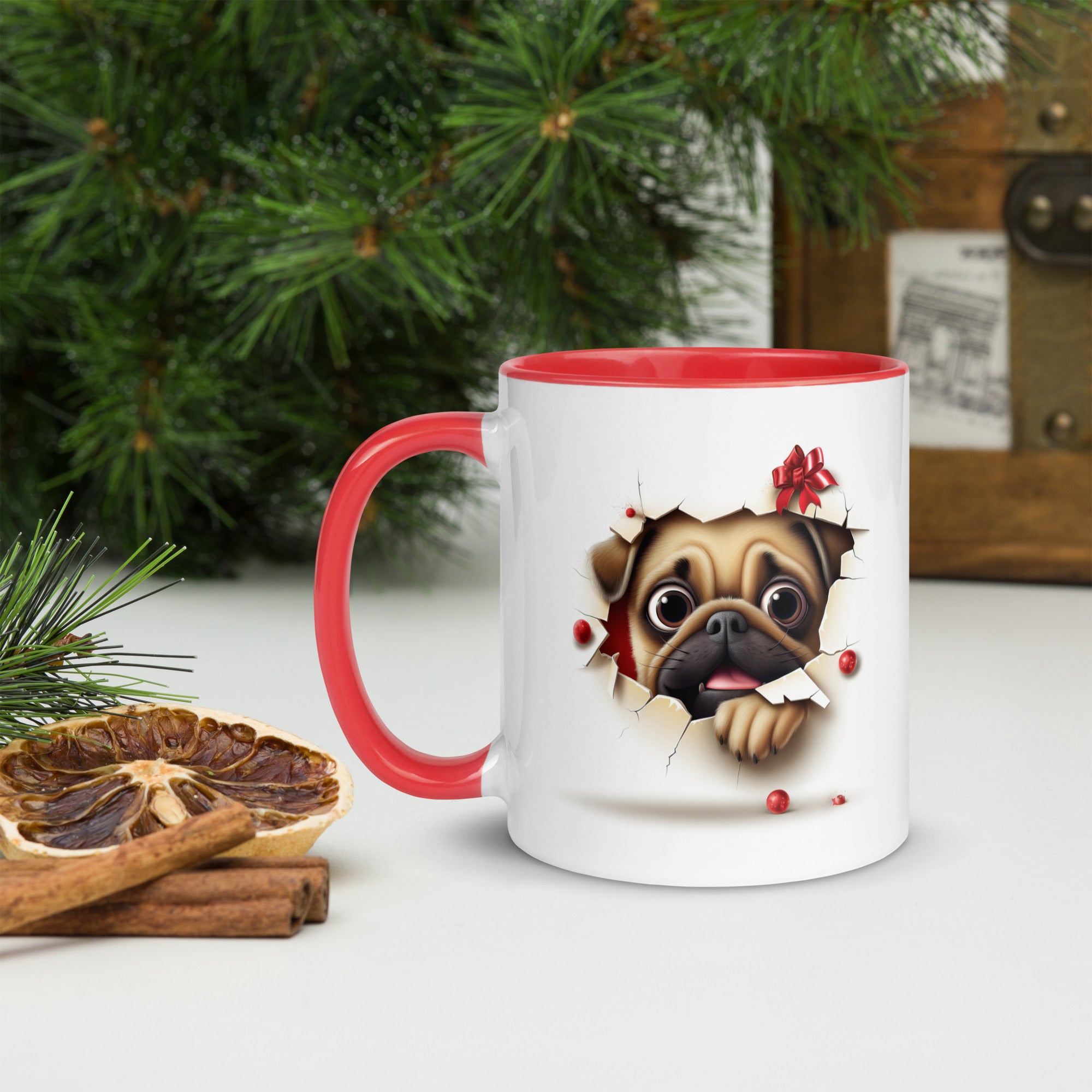11oz Christmas Pug In Wall - Joy Love Paws