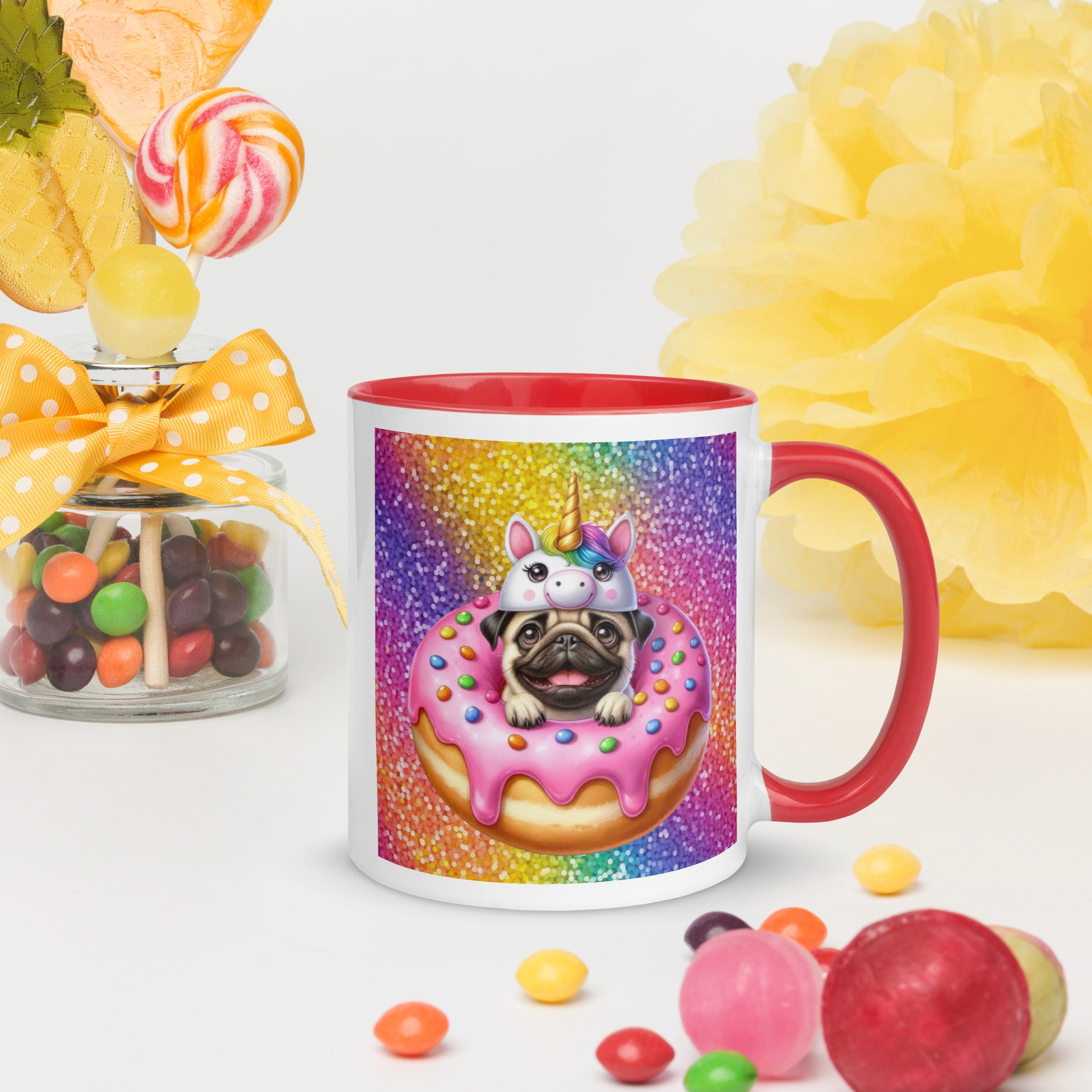 11oz Rainbow Unicorn Pug - Pug Mug