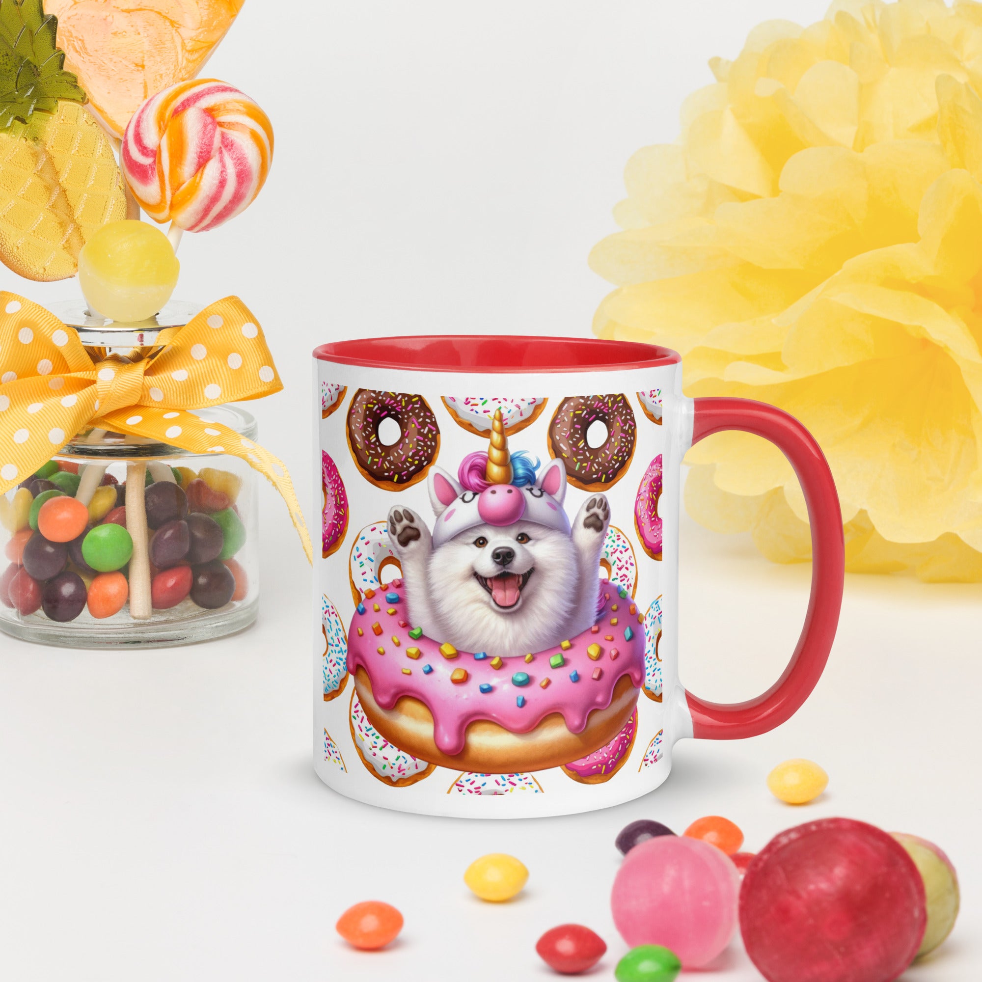 11oz Samoyed Loves Donuts Mug - Life Is Short