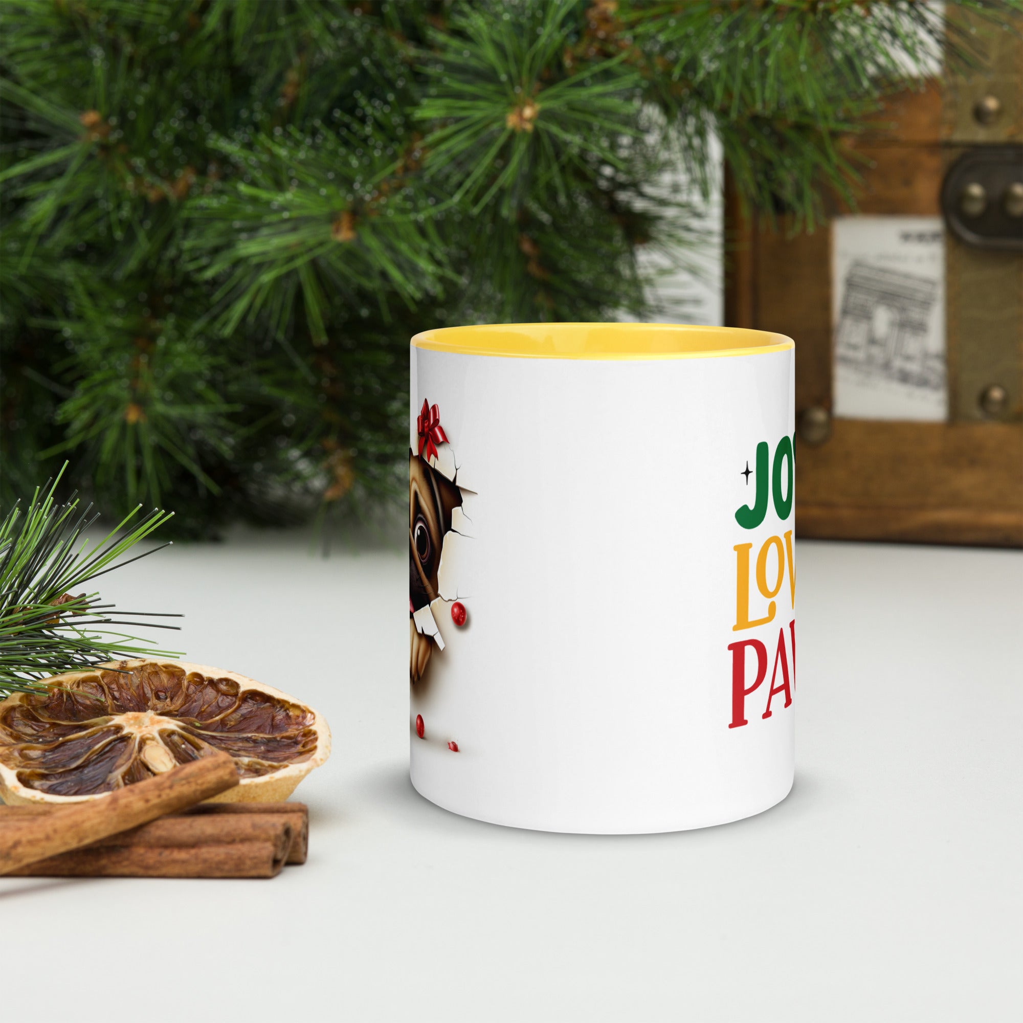 11oz Christmas Pug In Wall - Joy Love Paws