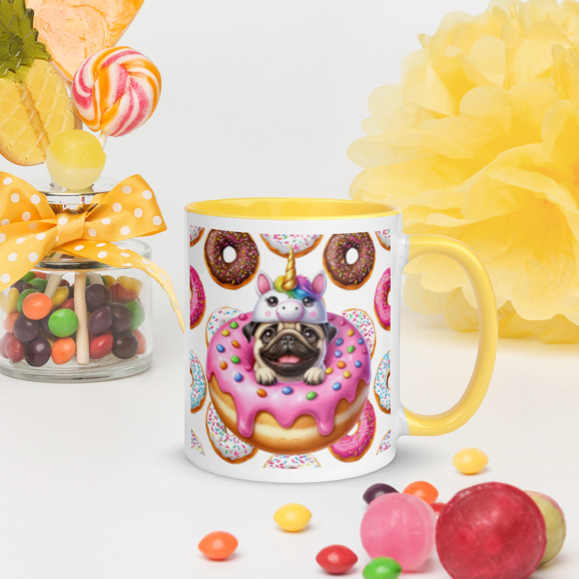 11oz Pug Loves Donuts Mug - Life Is Short