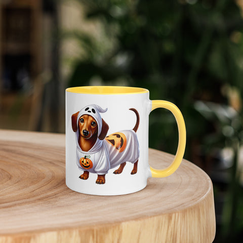 11oz Happy Halloween Ghost Dachshund Mug #1