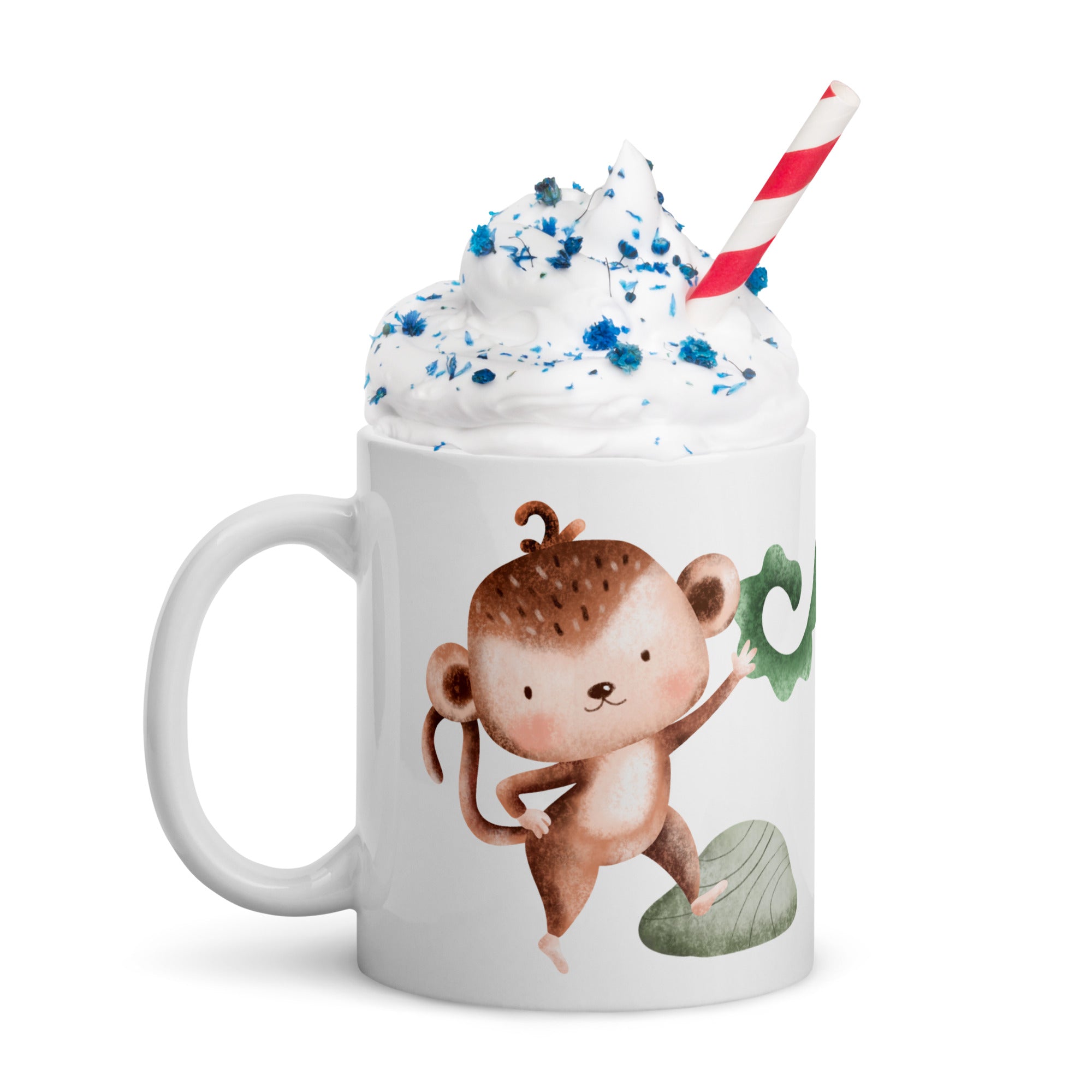 11oz Safari Mug With Elephant And Monkey