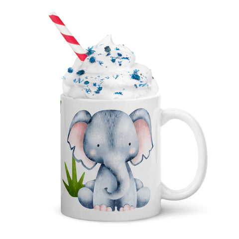 11oz Safari Mug With Elephant And Monkey
