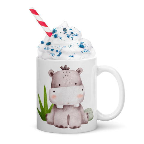 11oz Safari Mug With Hippo And Elephant